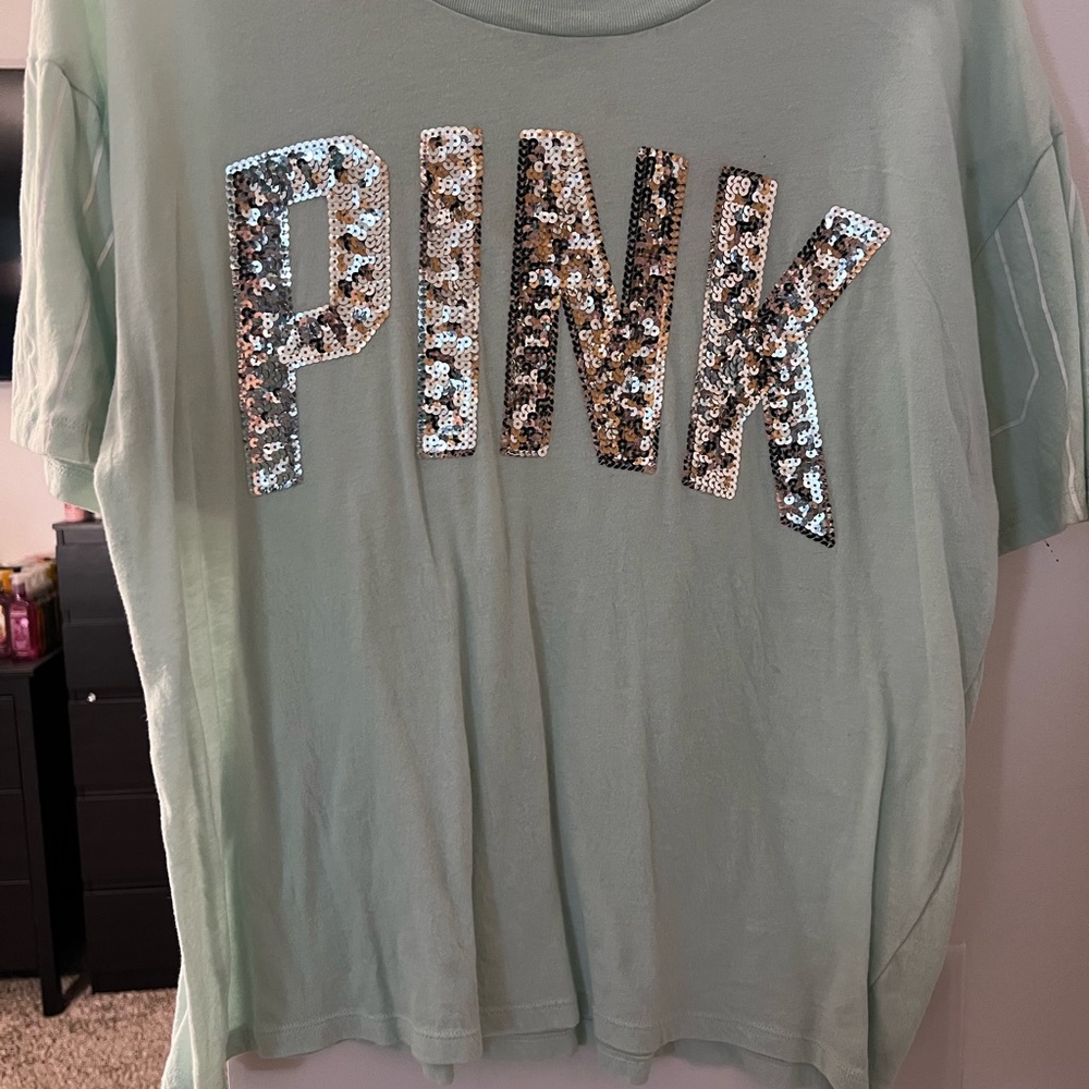 PINK - Victoria's Secret Victoria’s Secret pink bling short sleeve shirt top